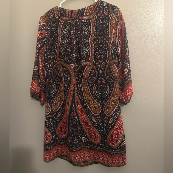 Altar’d State Paisley Boho Tunic Dress Navy Rust Floral Bohemian Lined Small - Picture 7 of 8